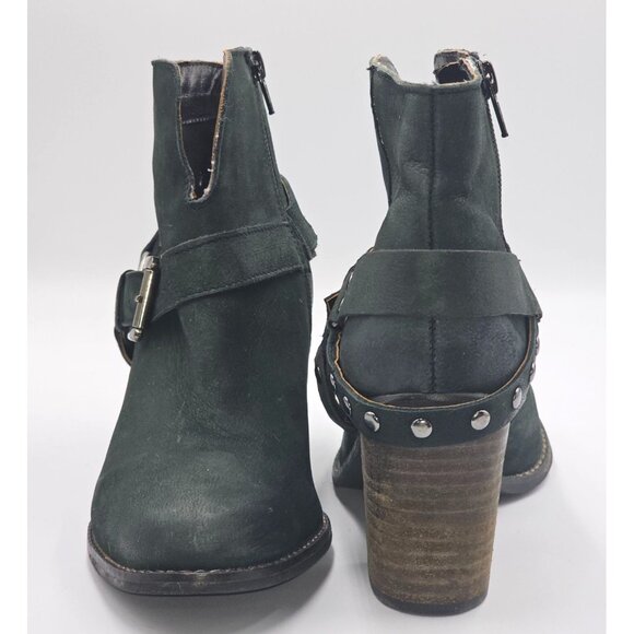 Matisse Women's Gray Leather Harney Heeled Ankle Boots Studded Strap Sz7.5 2919 - Picture 2 of 16